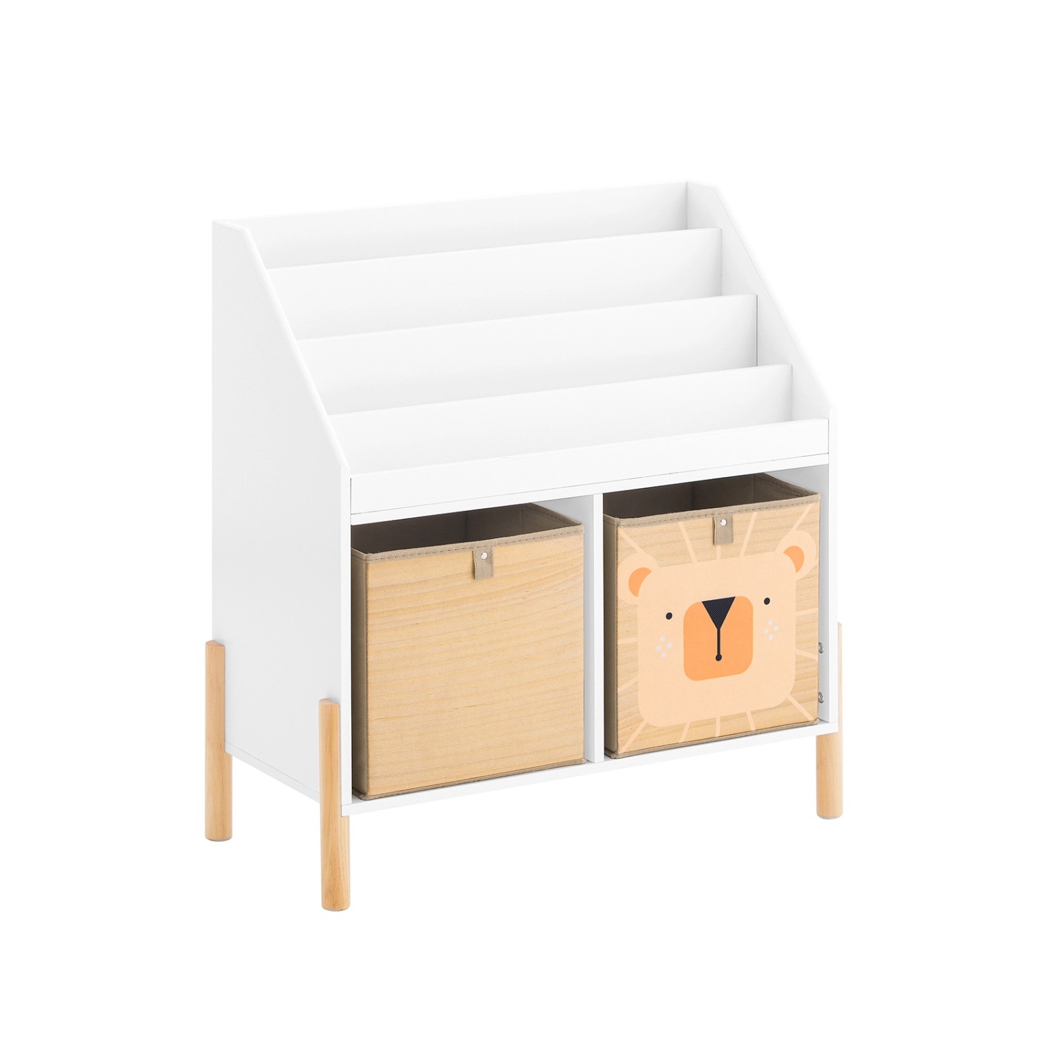 SoBuy Bücherregal Kinderregal mit 4 Ablagefächern und 2 Aufbewahrungsboxen günstig online kaufen