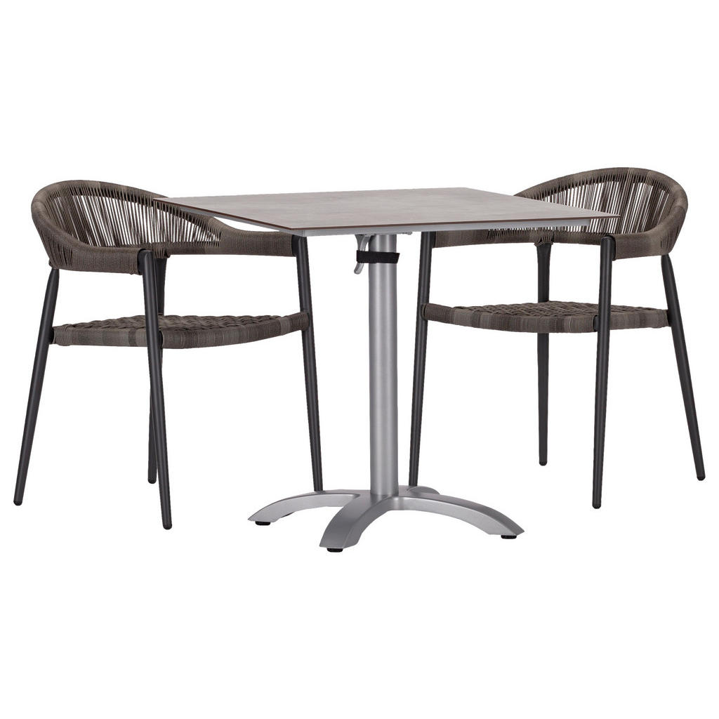 Acamp Set 2x Sessel Brooklyn 1x Tisch Acaplan 80 cm x 80 cm Anthrazit-Cemen günstig online kaufen