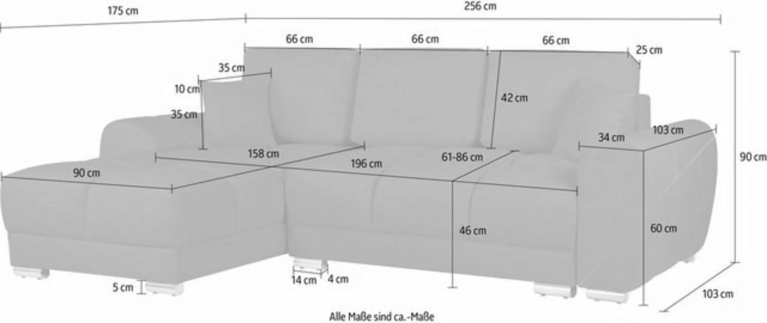 INOSIGN Ecksofa "Azzuro L-Form", incl. Bettfunktion und Bettkasten günstig online kaufen