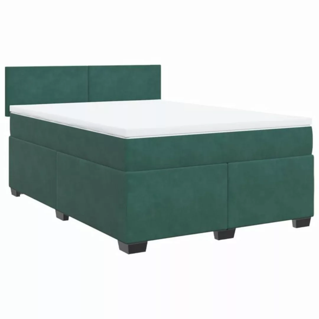 vidaXL Boxspringbett, Boxspringbett mit Matratze Dunkelgrün 140x200 cm Samt günstig online kaufen