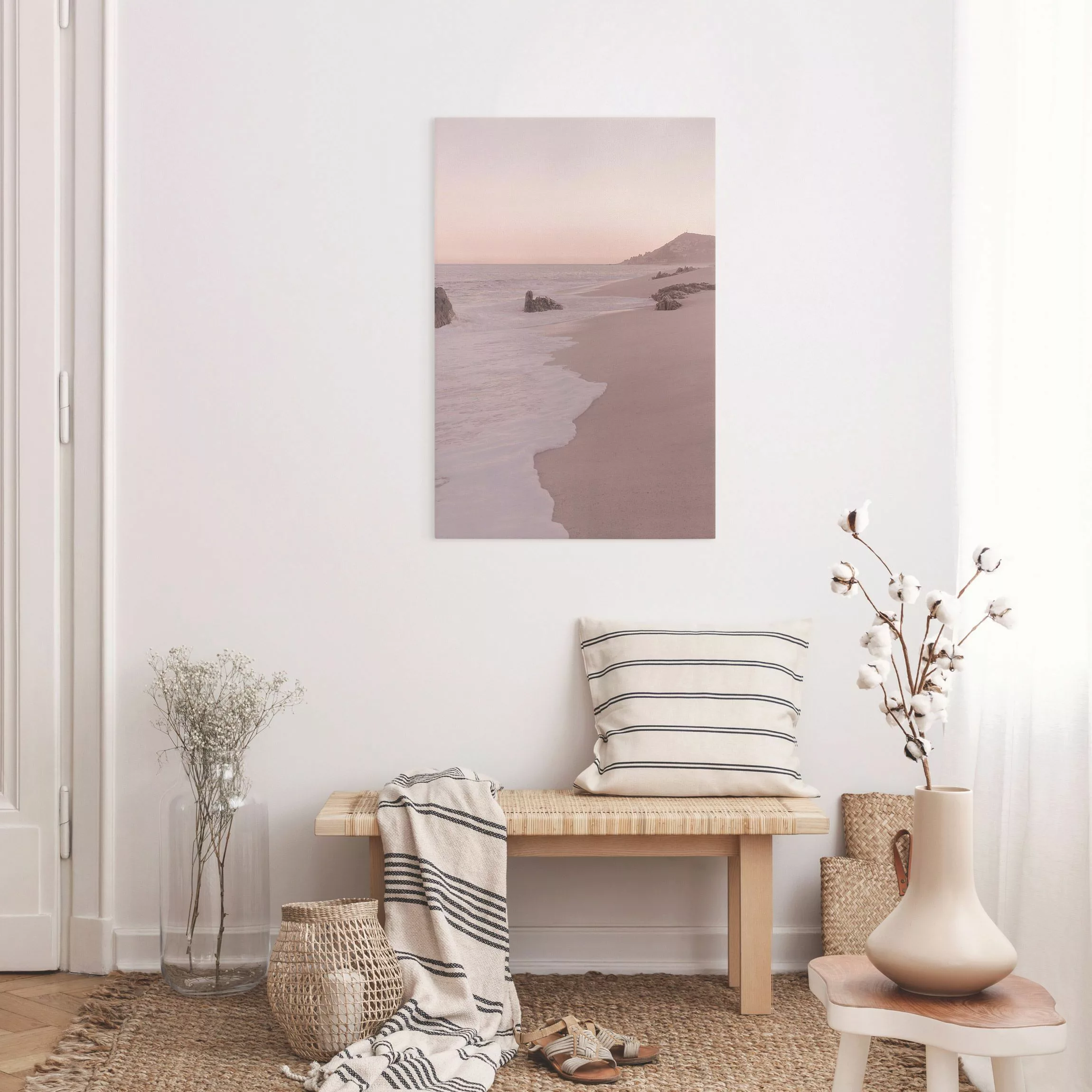 Leinwandbild Roségoldener Strand günstig online kaufen