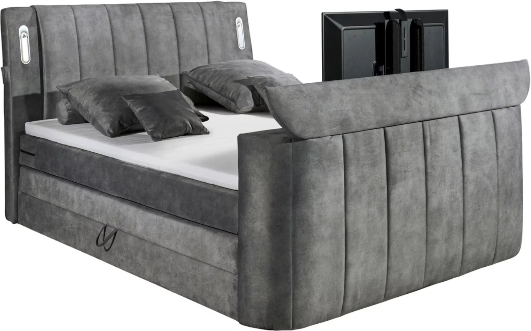 ED EXCITING DESIGN Boxspringbett »Dallas«, inkl. Topper, LED-Beleuchtung, T günstig online kaufen