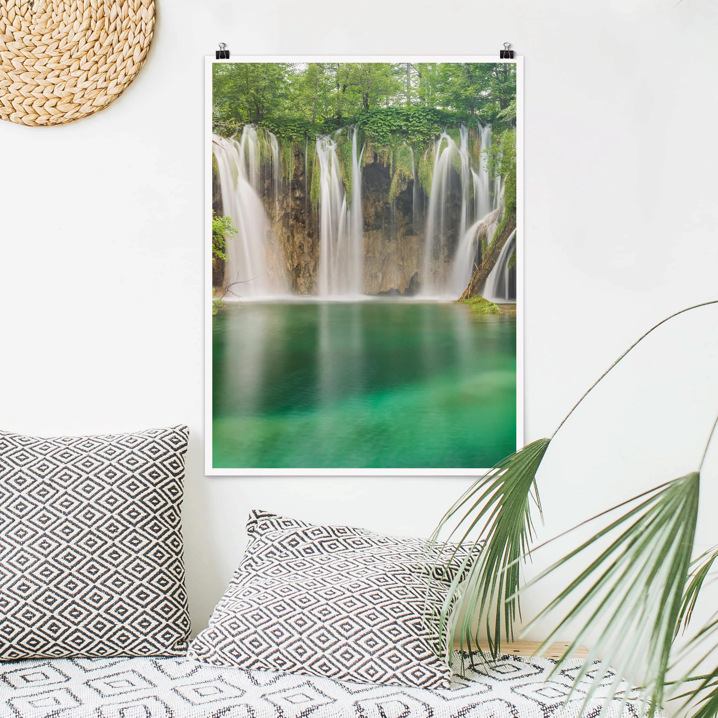 Poster Natur & Landschaft - Hochformat Wasserfall Plitvicer Seen günstig online kaufen