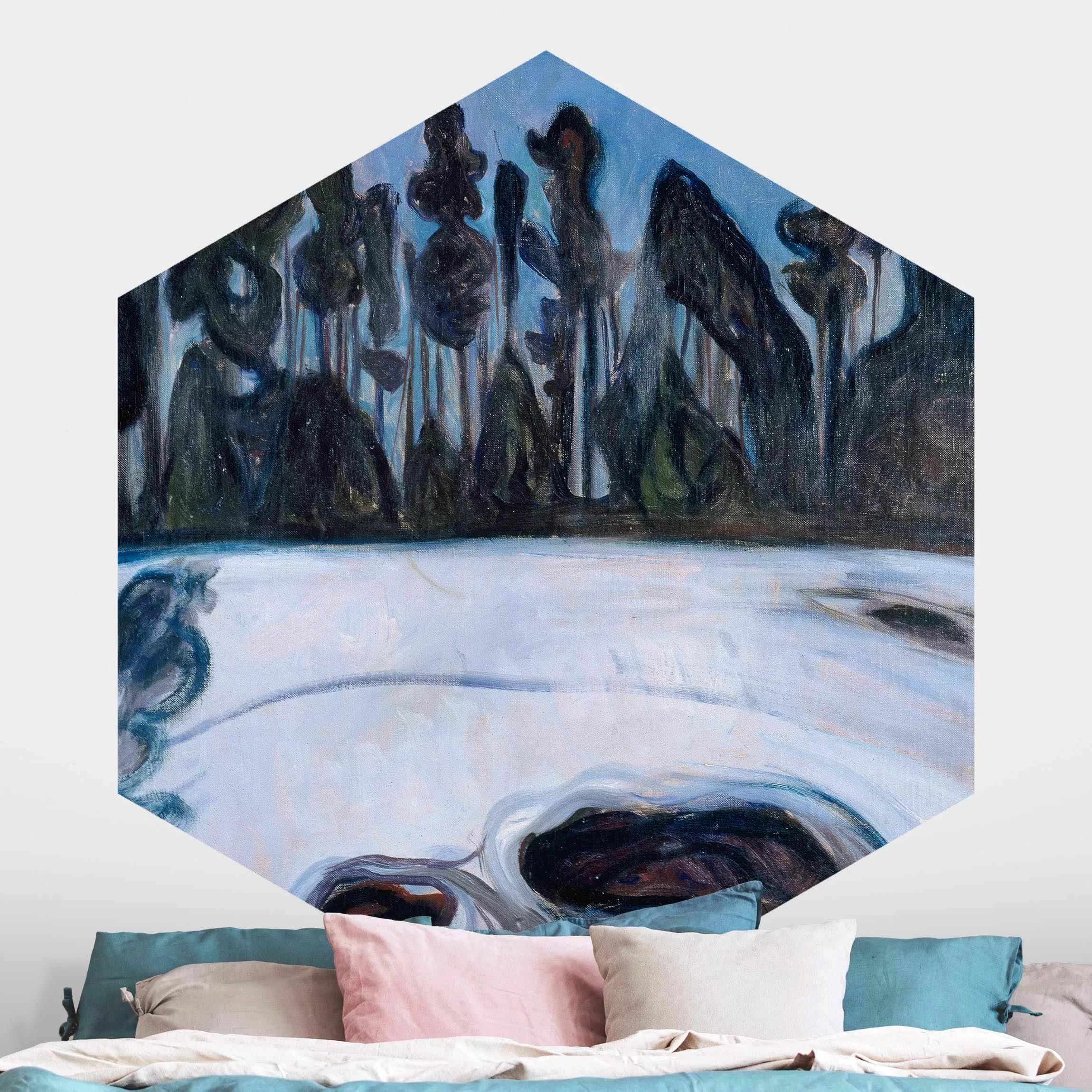 Hexagon Fototapete selbstklebend Edvard Munch - Sternennacht günstig online kaufen