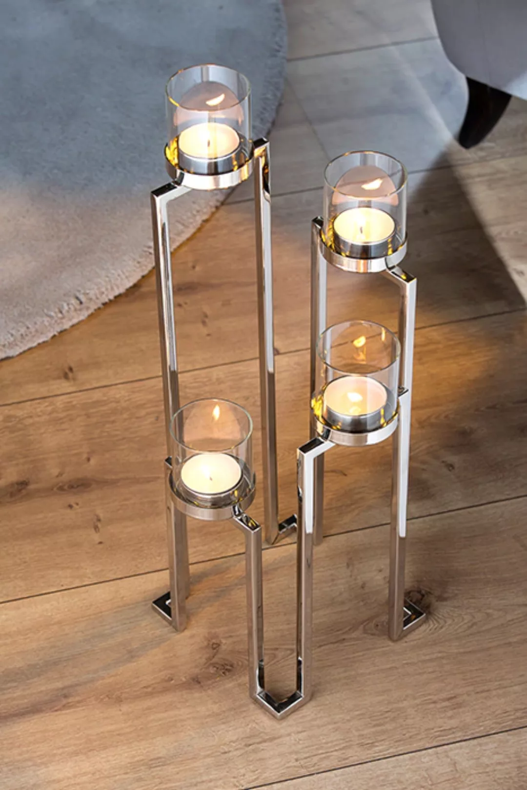 Fink Kerzenhalter »GRANT, Weihnachtsdeko«, (1 St.), aus Edelstahl und Glas, günstig online kaufen