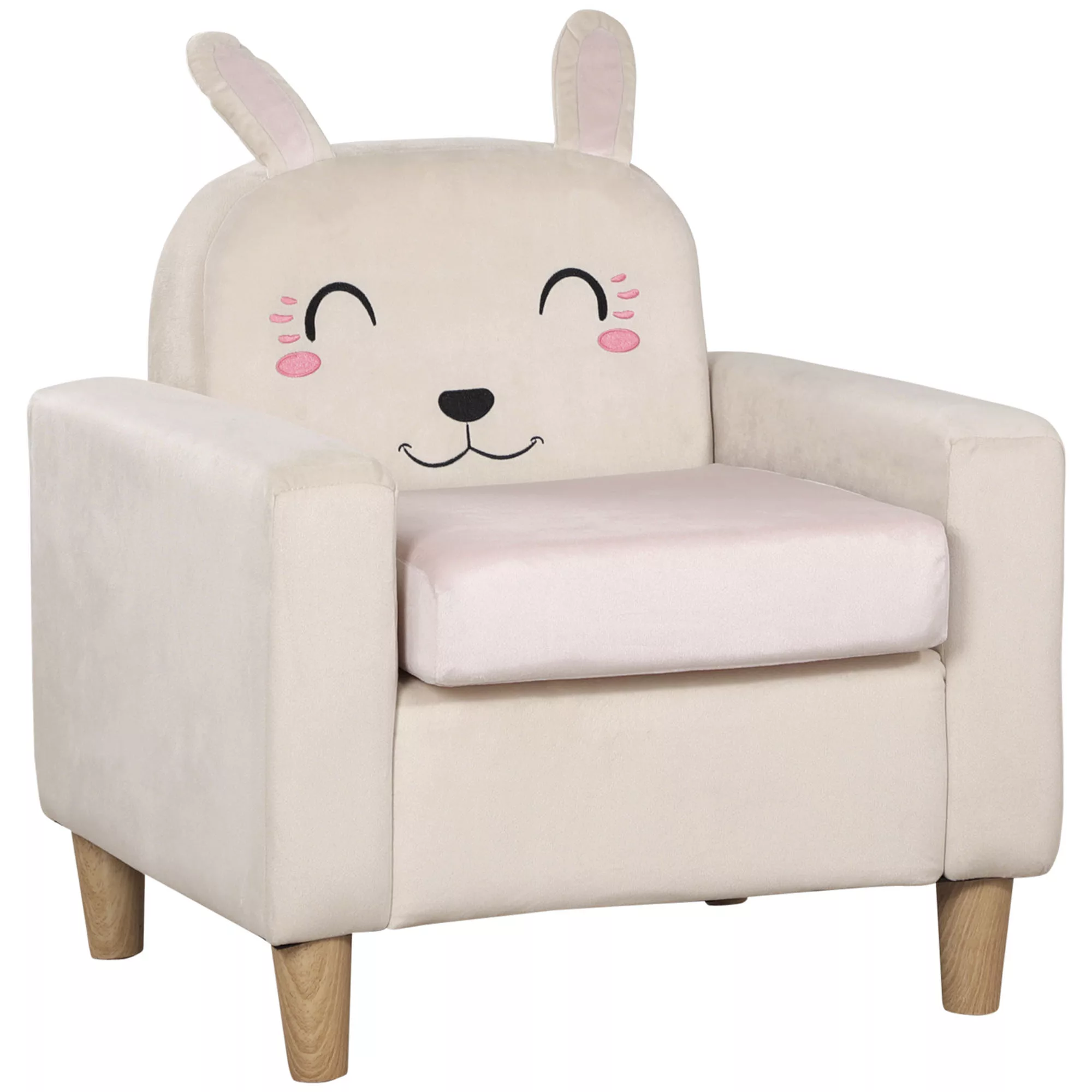 HOMCOM Kindersofa Samtoptik Chaiselongue mit Stauraum Creme Massivholz 53x4 günstig online kaufen