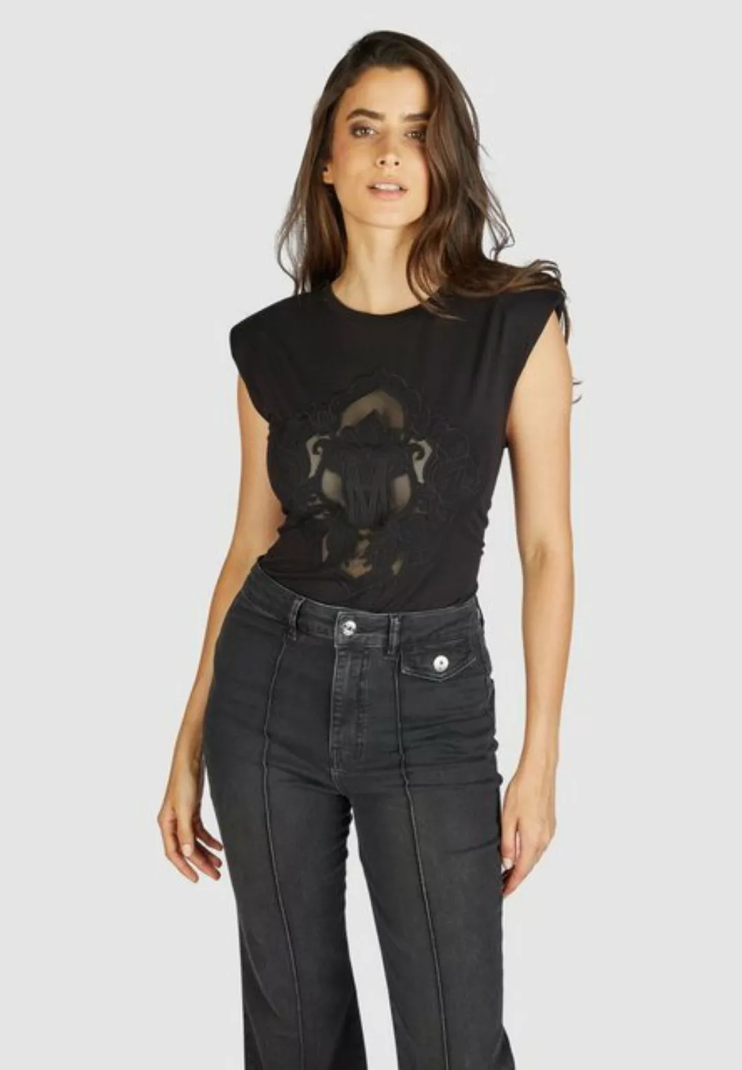 MARC AUREL T-Shirt mit Schulterbetonung und Logostickerei günstig online kaufen