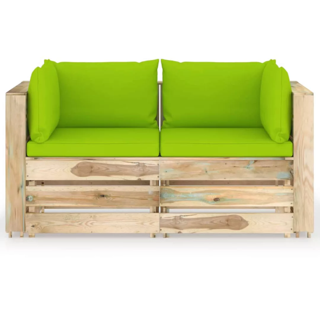 2-sitzer-gartensofa Mit Kissen Grün Imprägniertes Holz günstig online kaufen