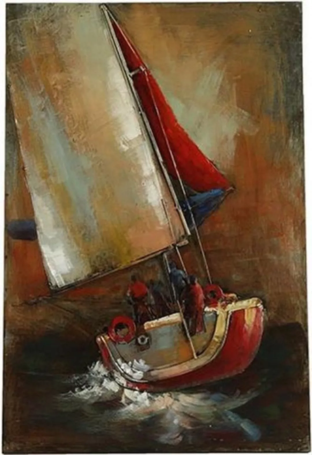 Gemälde Boot 60 X 90 Cm Stahl Braun/orange günstig online kaufen