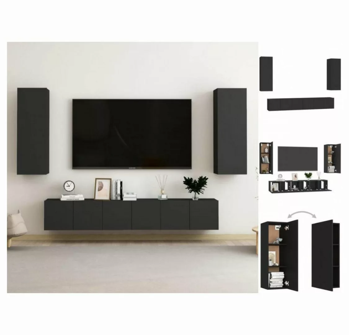 vidaXL TV-Schrank 5-tlg TV-Schrank-Set Schwarz Spanplatte günstig online kaufen