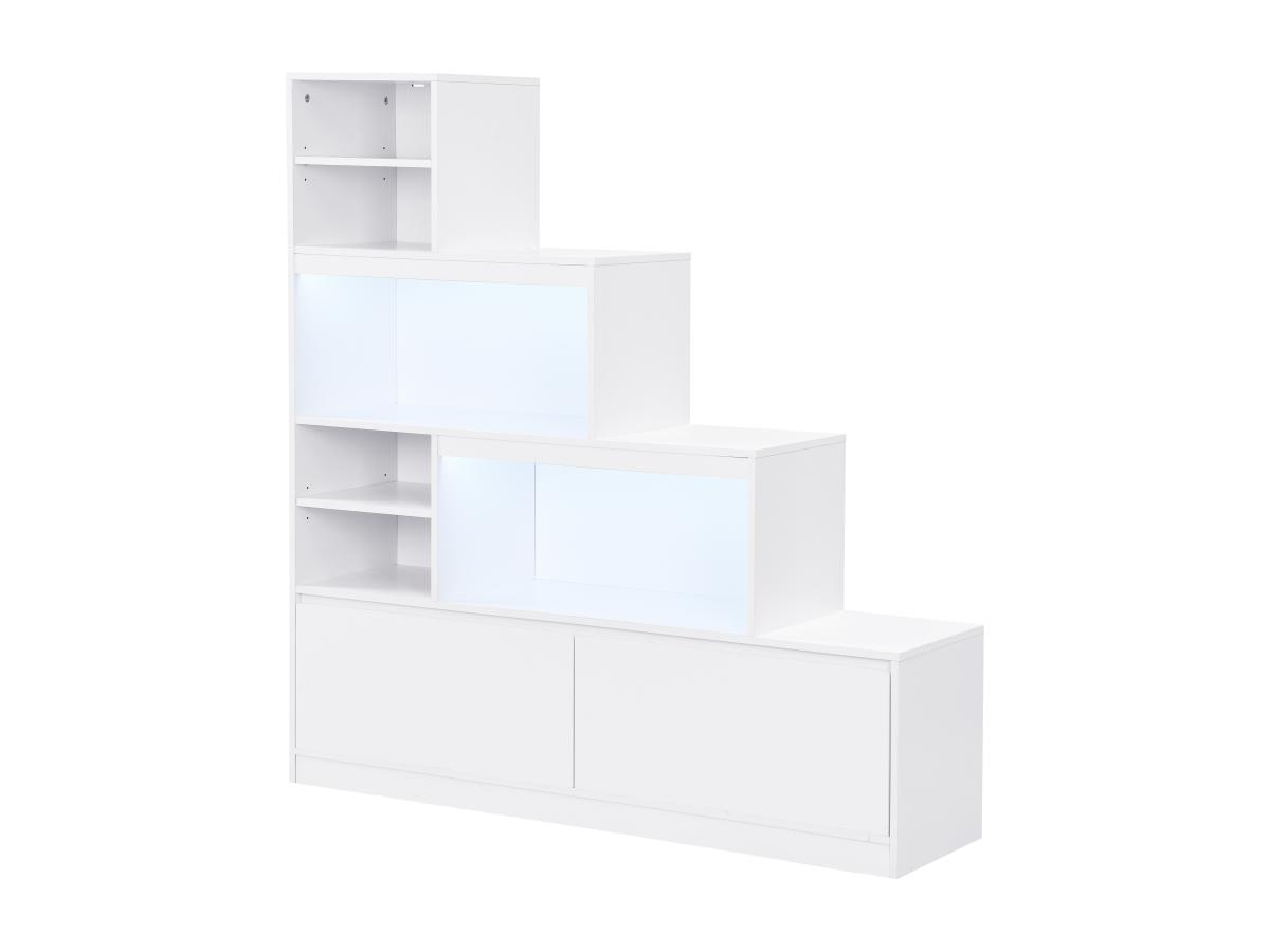 Schuhschrank mit 2 Türen & 6 Fächern - mit LED-Beleuchtung - MDF - Weiß - L günstig online kaufen