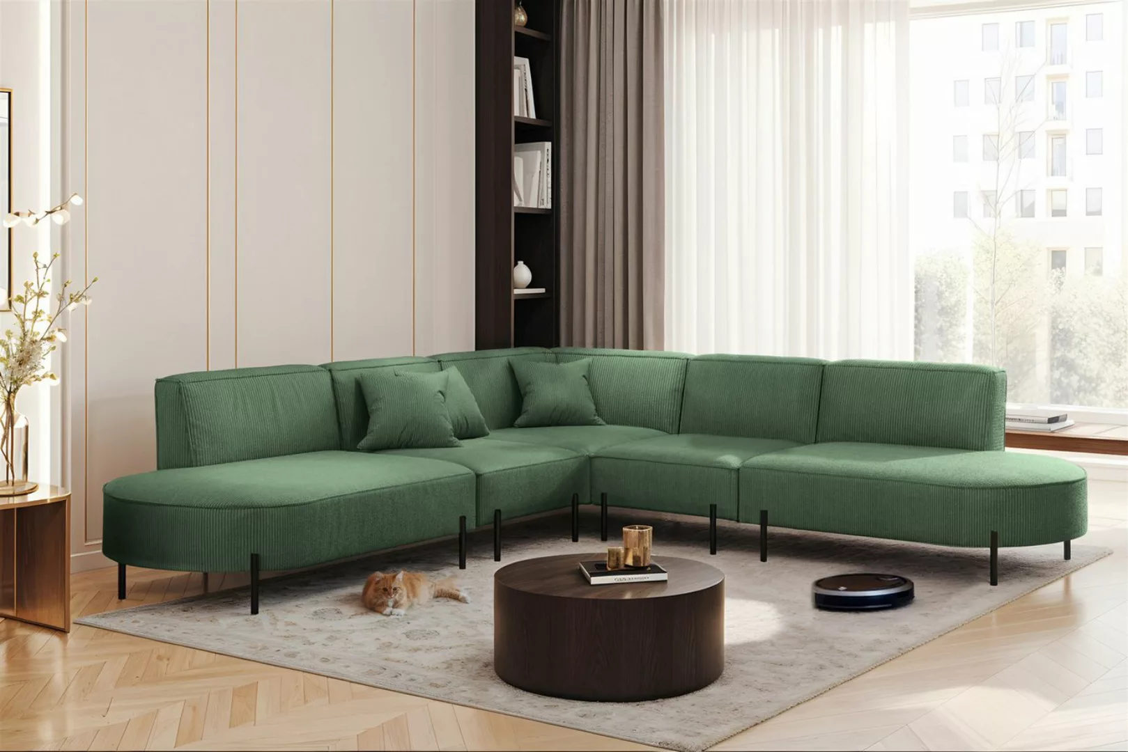 Fun Möbel Ecksofa Sofa VALENCIA Seite universal in Stoff, Rundumbezug günstig online kaufen