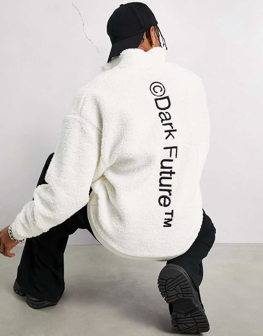 ASOS Dark Future – Oversize-Sweatshirt in Knochenweiß aus Teddyfell mit dur günstig online kaufen