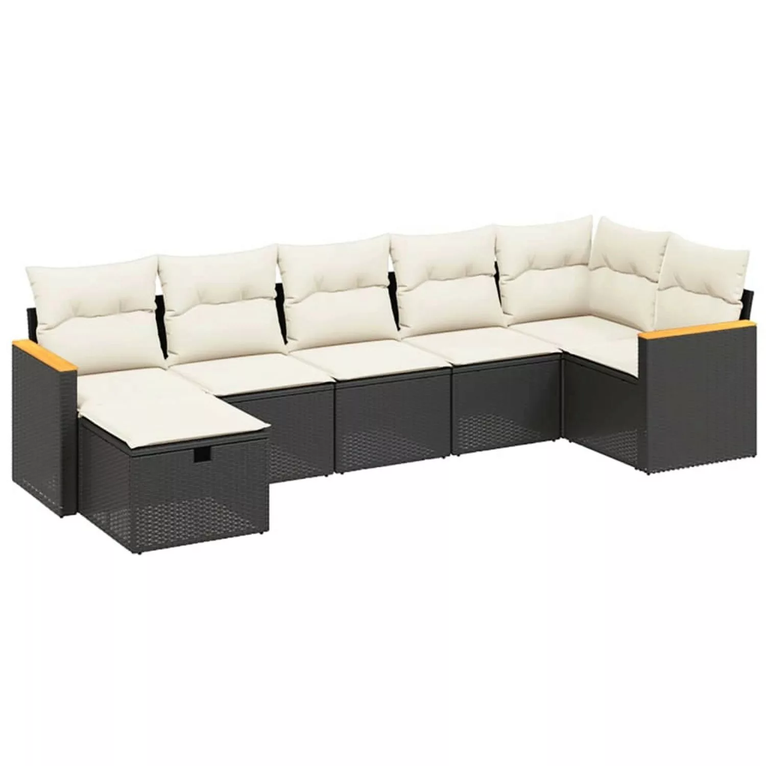 vidaXL 7-tlg Garten-Sofagarnitur mit Kissen Schwarz Poly Rattan Modell 185 günstig online kaufen