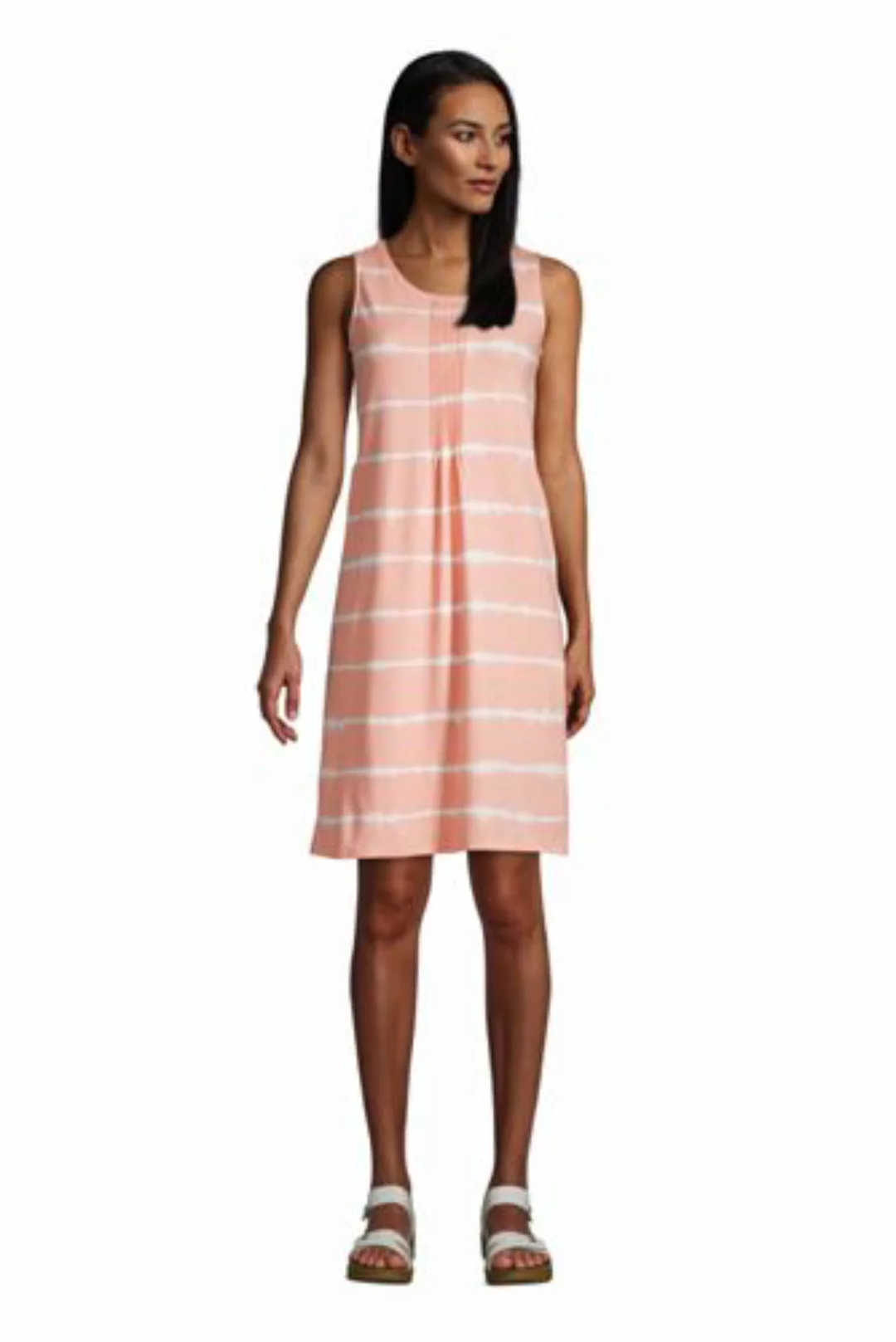 Ärmelloses Kleid mit Biesenfalten, Damen, Größe: M Normal, Orange, Baumwoll günstig online kaufen
