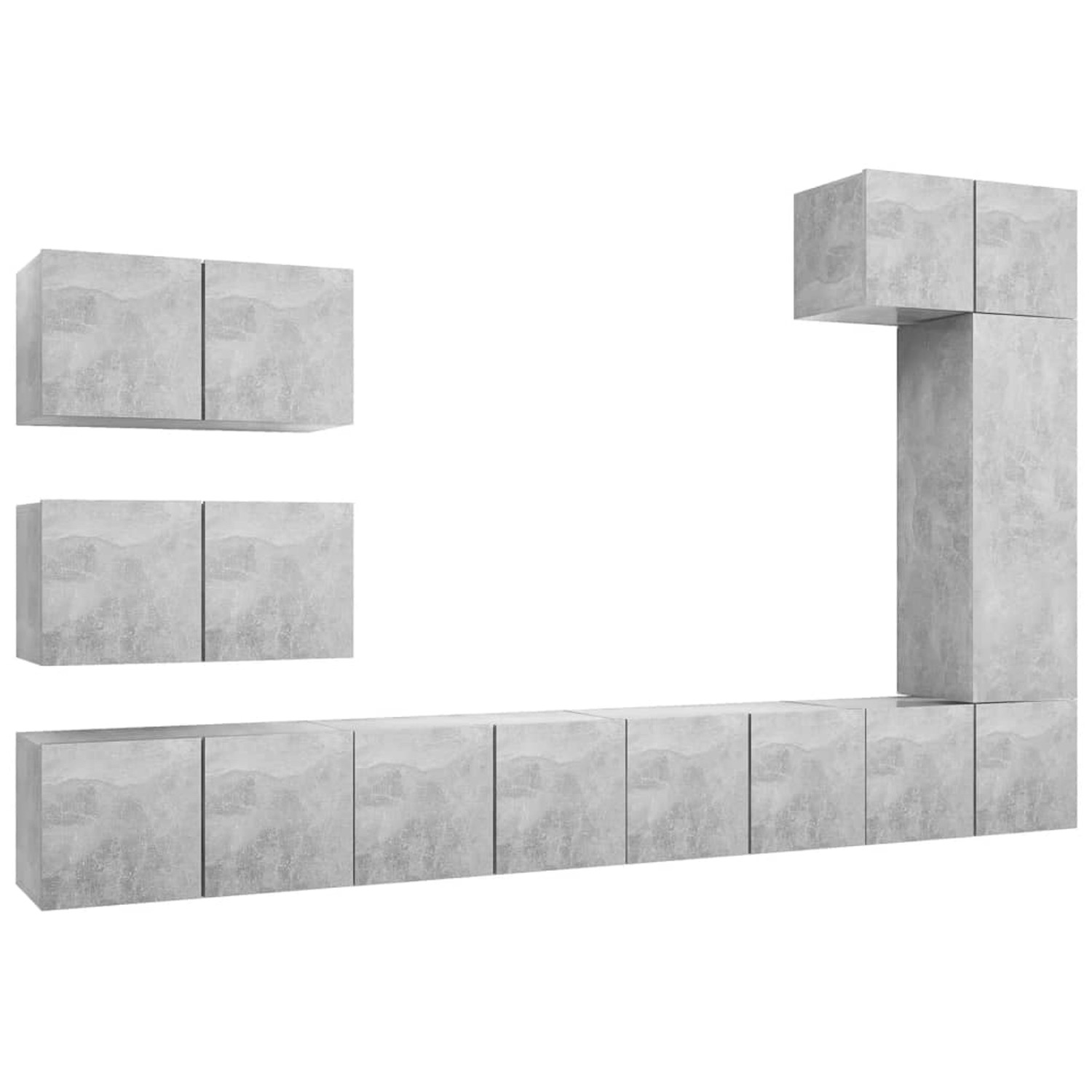 vidaXL 8-tlg. TV-Schrank-Set Betongrau Holzwerkstoff 2 günstig online kaufen