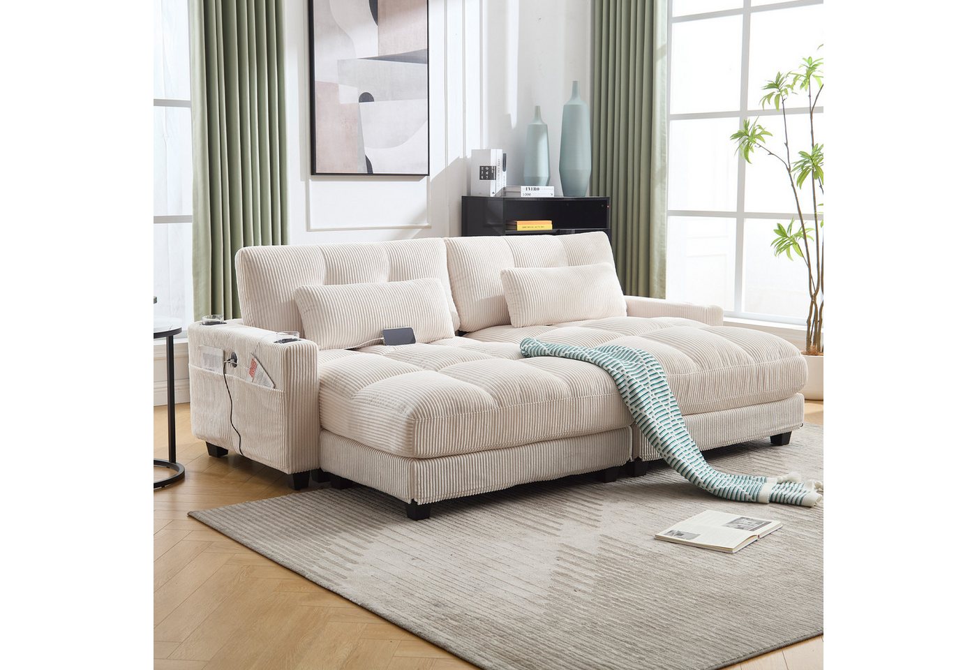 OKWISH Schlafsofa Modernes Schlafsofa,Loungesofa,Schlafsofa, aus Samt mit B günstig online kaufen