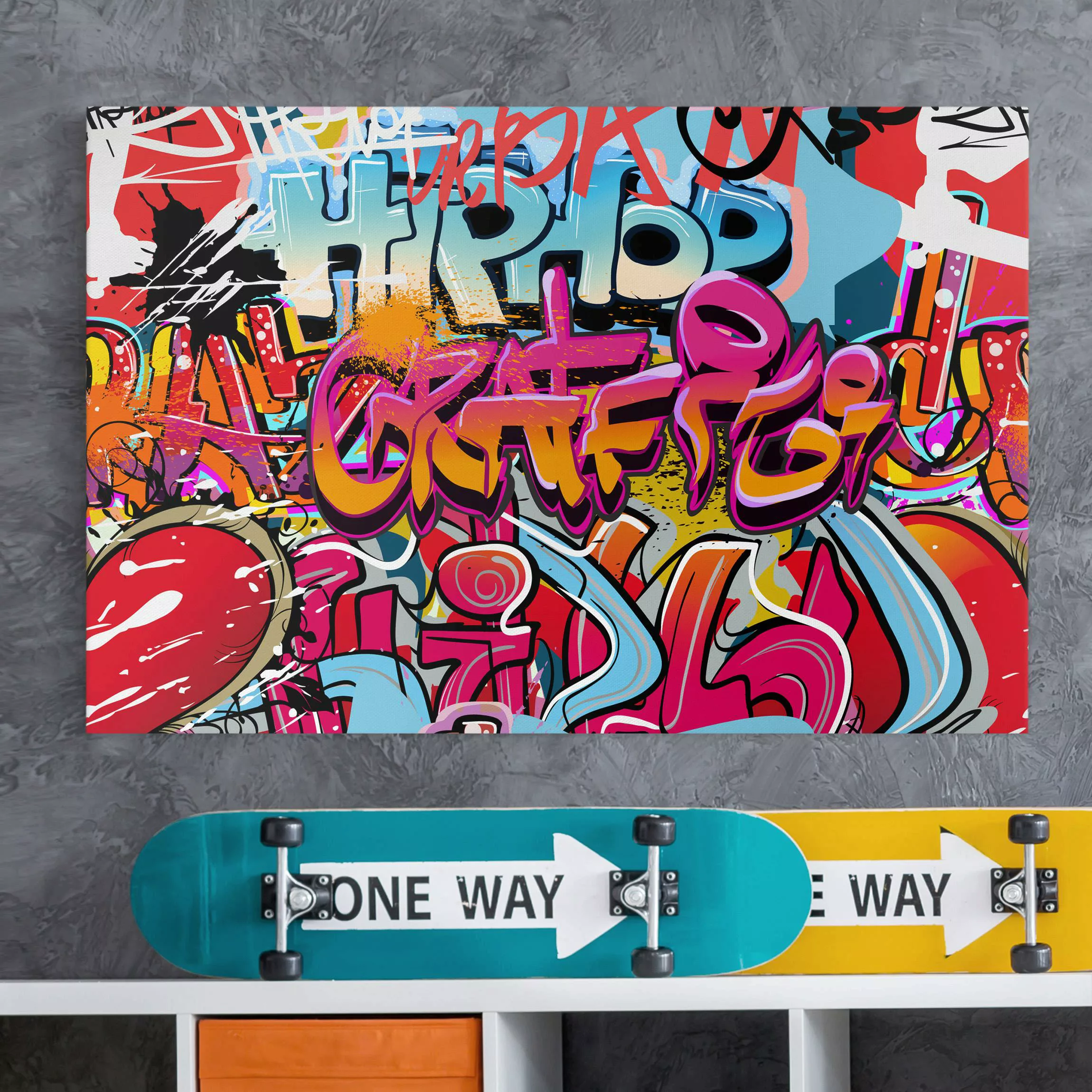 Leinwandbild Kinderzimmer - Querformat HipHop Graffiti günstig online kaufen
