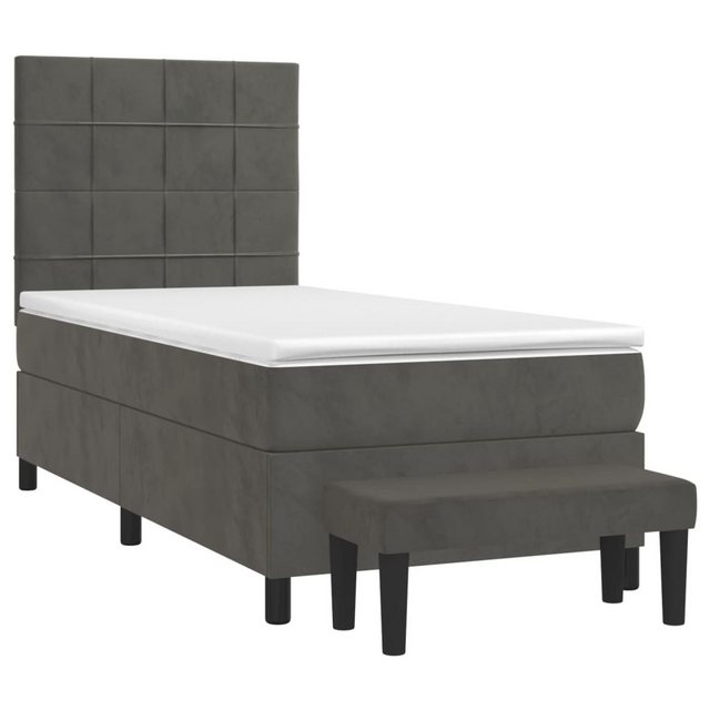 vidaXL Boxspringbett Boxspringbett mit Matratze Dunkelgrau 100x200 cm Samt günstig online kaufen