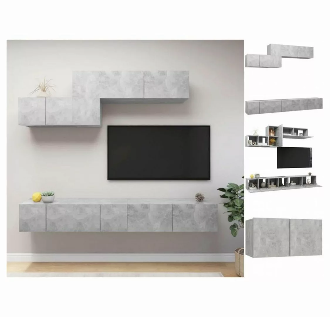 vidaXL Kleiderschrank 6-tlg TV-Schrank-Set Betongrau Spanplatte günstig online kaufen