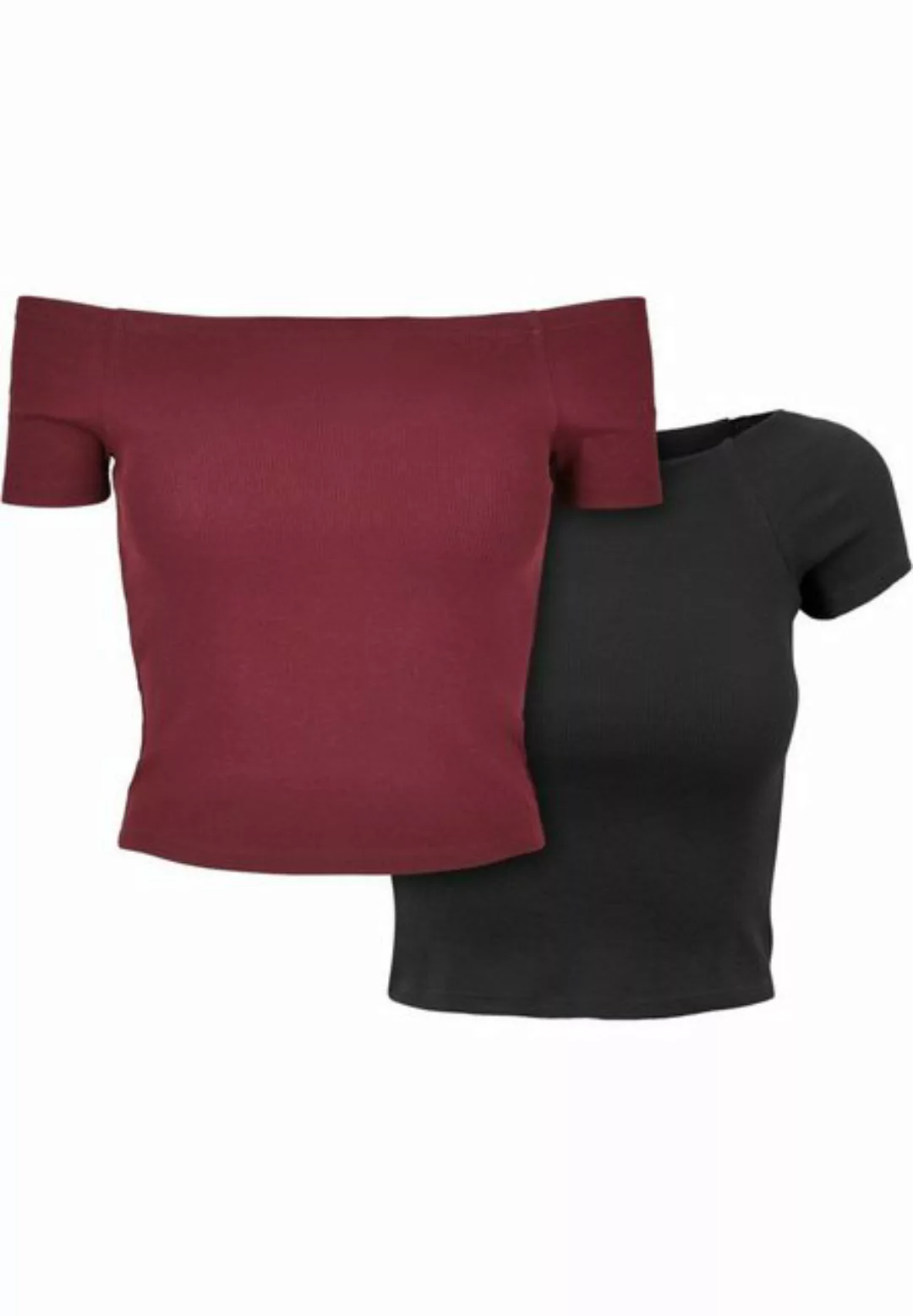 URBAN CLASSICS T-Shirt Urban Classics Damen Ladies Off Shoulder Rib Tee 2-P günstig online kaufen