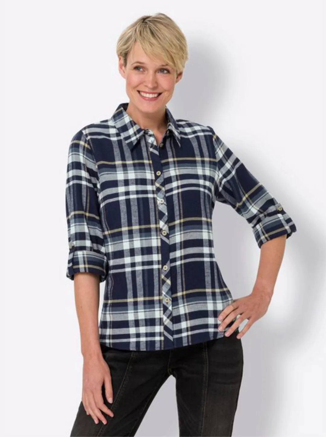 Sieh an! Klassische Bluse Flanellbluse günstig online kaufen