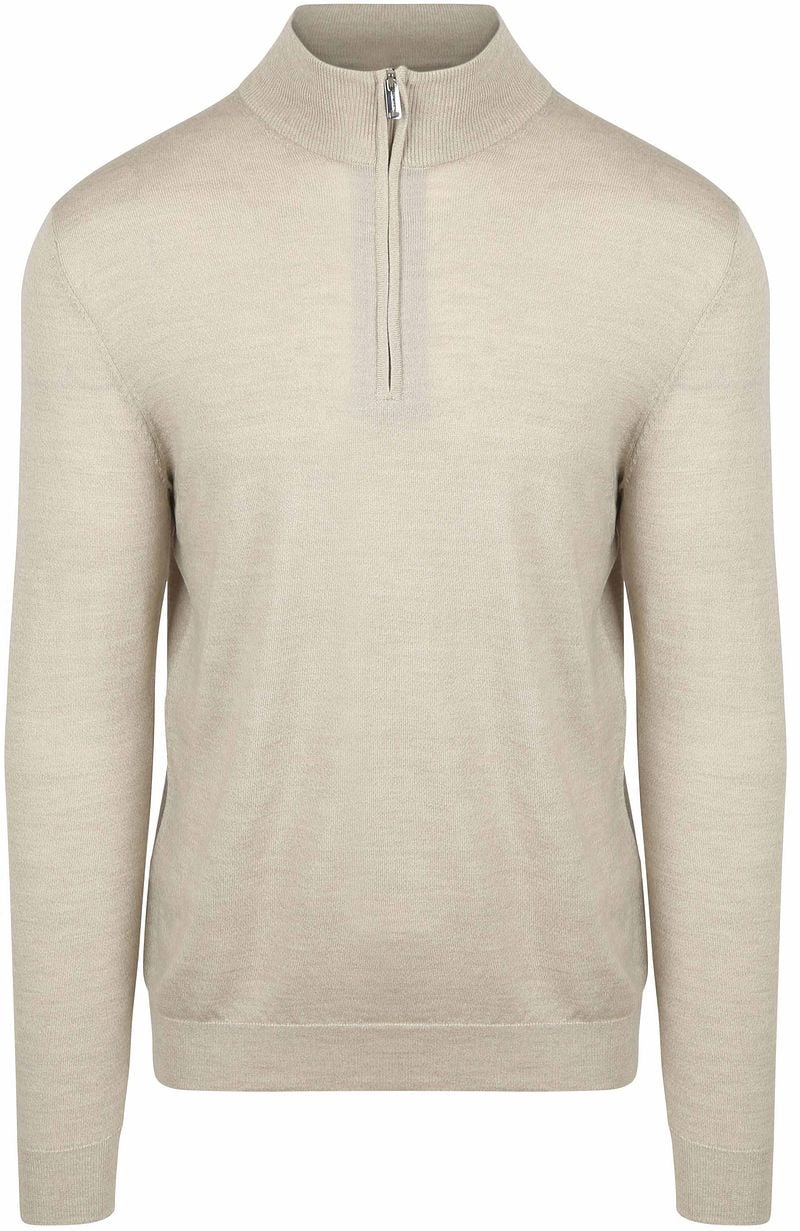 Profuomo Half Zip Pullover Merinowolle Beige - Größe S günstig online kaufen