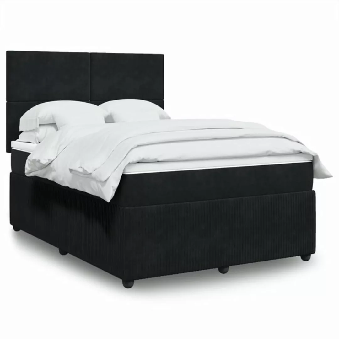 vidaXL Boxspringbett, Boxspringbett mit Matratze Schwarz 140x200 cm Samt günstig online kaufen