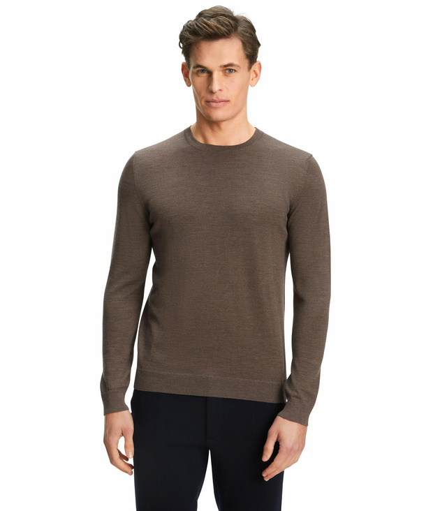 FALKE Herren Pullover Rundhals, XXL, Braun, Uni, Wolle, 60910-511206 günstig online kaufen