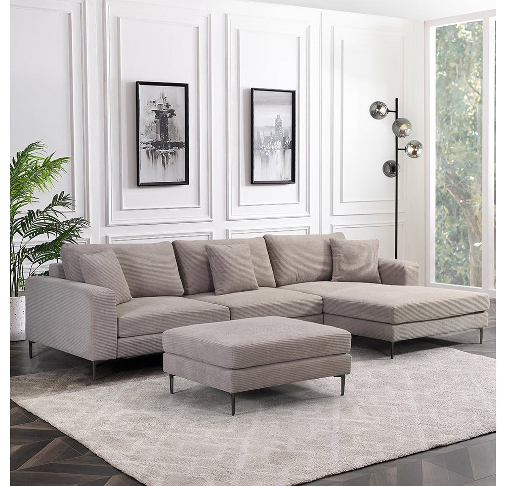 HOME DELUXE Sofa BELLANO Cord - 340 x 188 x 94 cm günstig online kaufen