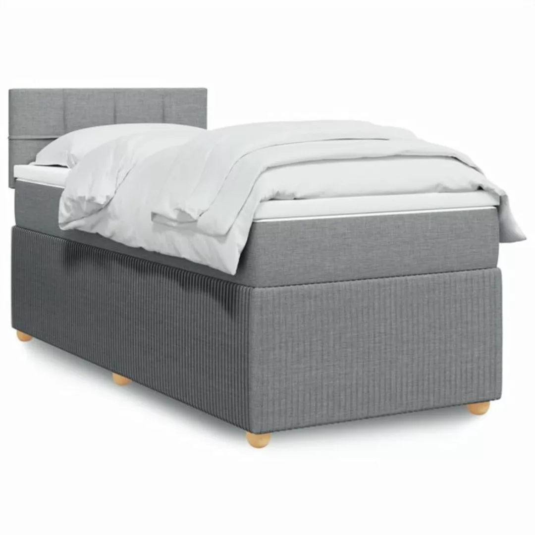 vidaXL Boxspringbett, Boxspringbett mit Matratze Hellgrau 100x200 cm Stoff günstig online kaufen