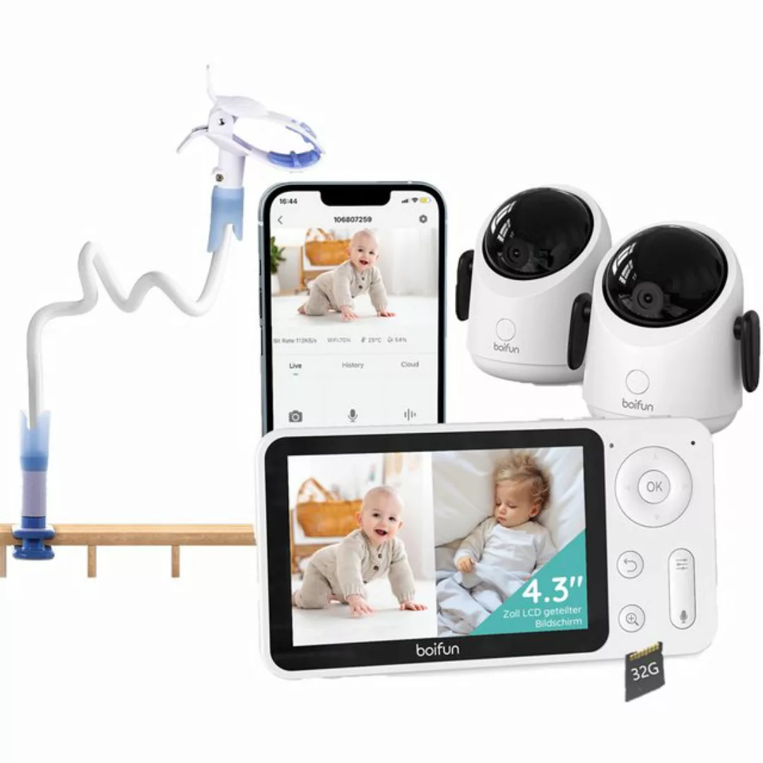 Boifun Babyphone 2MP Babyphone mit Kamera 30 Stunden Akku mit 4,3 Zoll mit günstig online kaufen