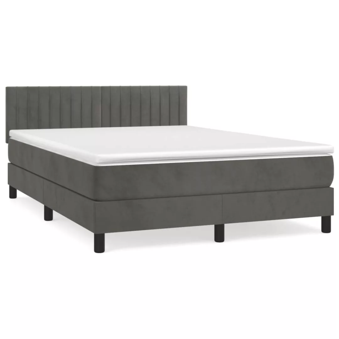 Vidaxl Boxspringbett Mit Matratze Dunkelgrau 140x190 Cm Samt günstig online kaufen