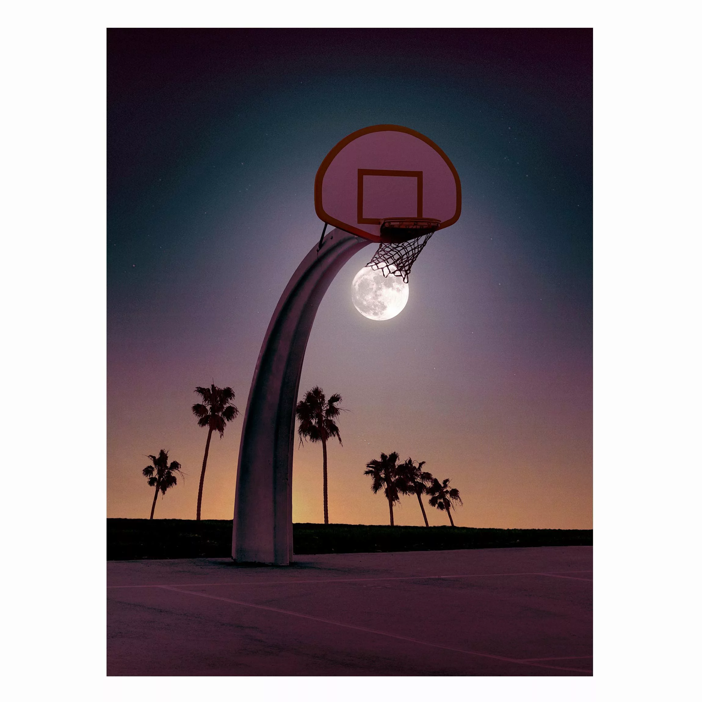Magnettafel Kunstdruck - Hochformat 3:4 Basketball mit Mond günstig online kaufen