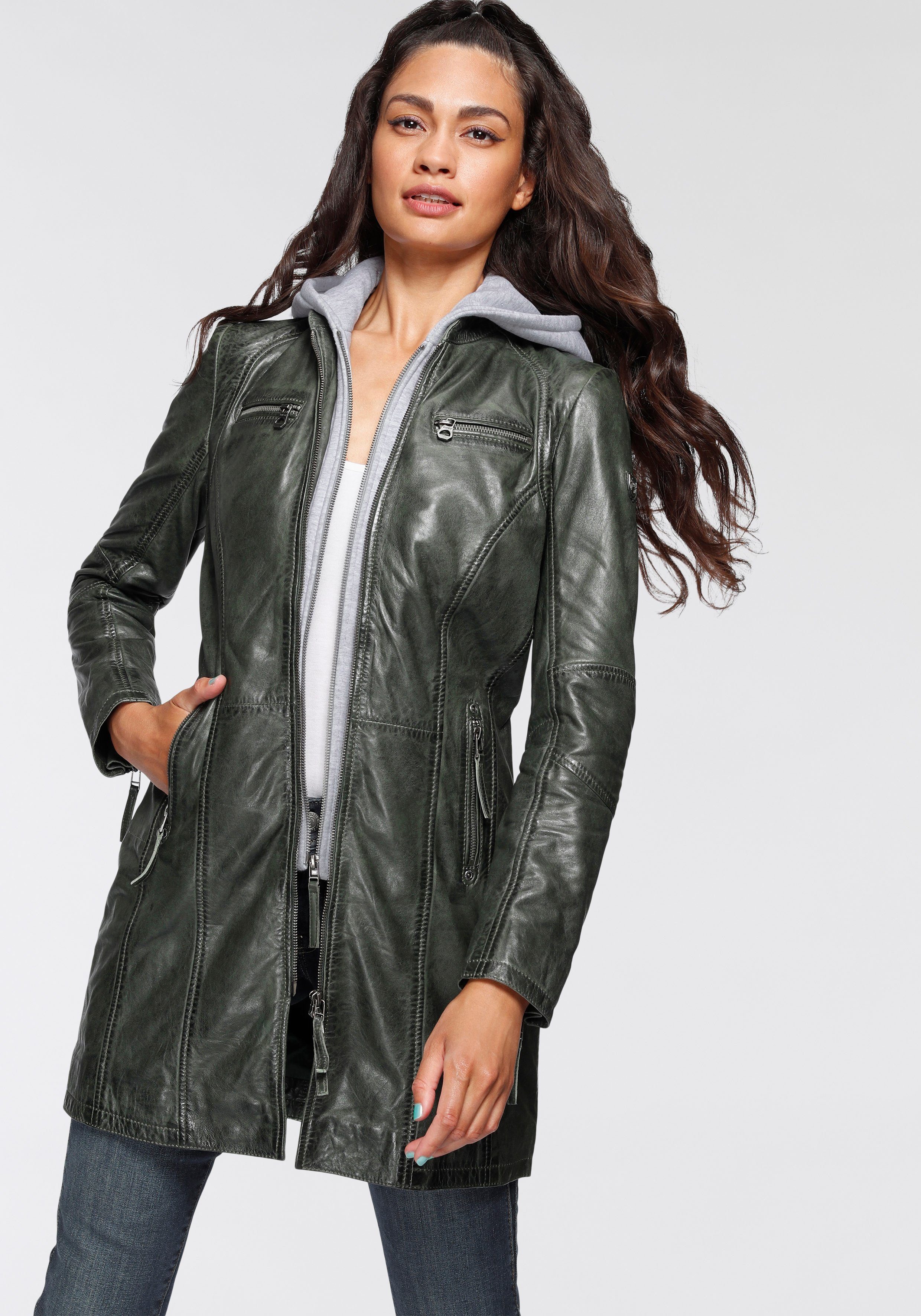 Mauritius Ledermantel "Bente", 2-in-1-Lederjacke mit abnehmbarem Kapuzen-In günstig online kaufen