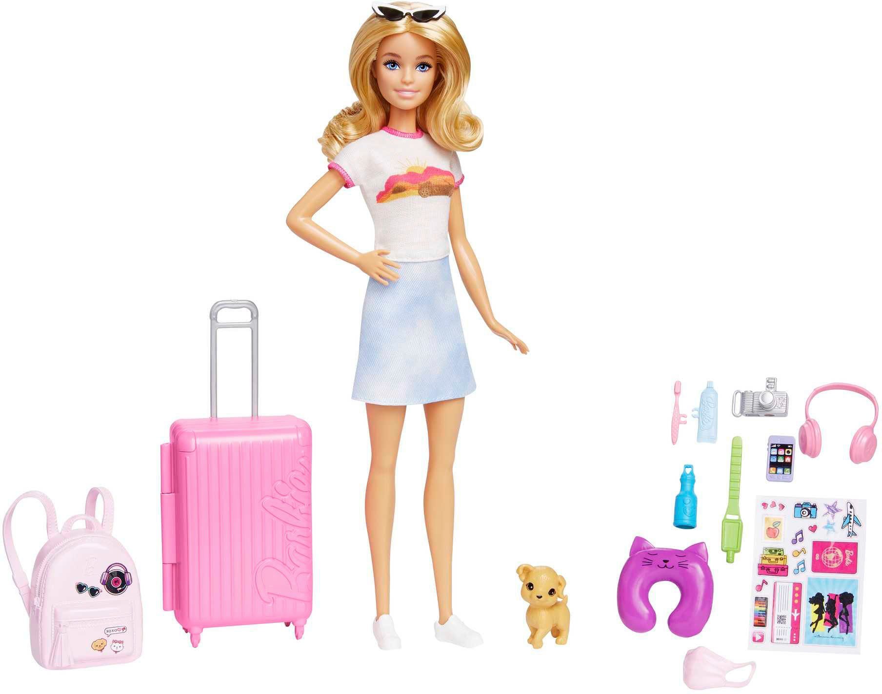 Barbie Anziehpuppe Reiseset mit Hündchen & günstig online kaufen