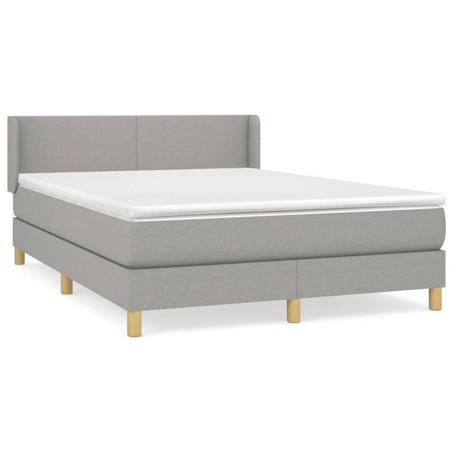 furnicato Bett Boxspringbett mit Matratze Hellgrau 140x190 cm Stoff (1-tlg) günstig online kaufen