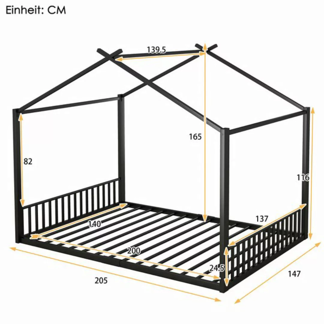 TavilaEcon Hausbett Kinderbett Flachbett Hausleiste Eisenrahmenbett, Bettra günstig online kaufen