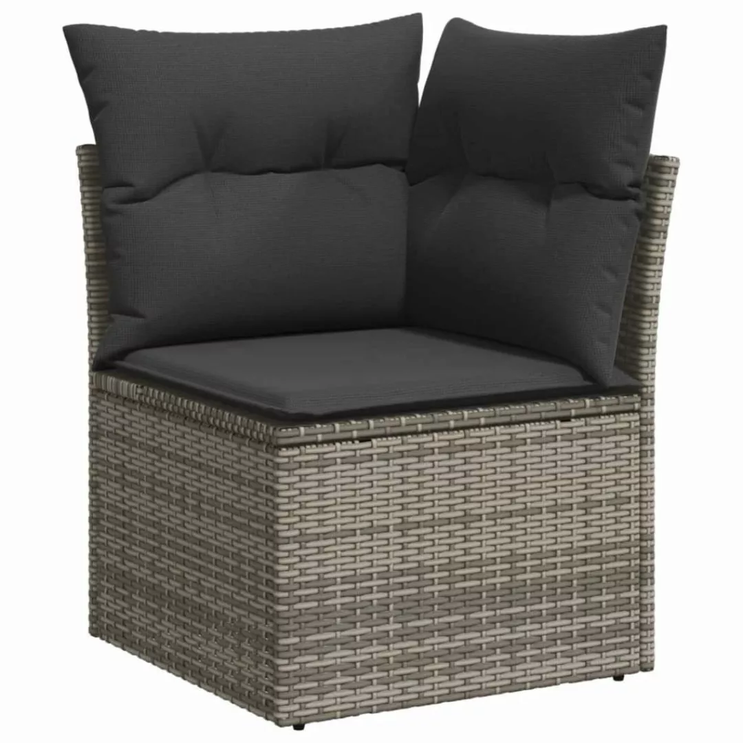 vidaXL Loungesofa Garten-Ecksofa mit Kissen Grau günstig online kaufen