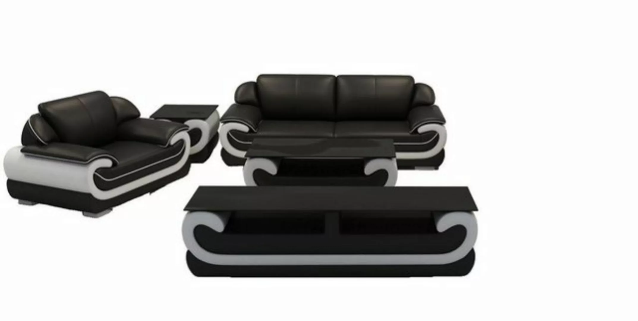 JVmoebel Sofa Schwarze Leder Wohnlandschaft 3+2 Sitzer Design Moderne Sofas günstig online kaufen