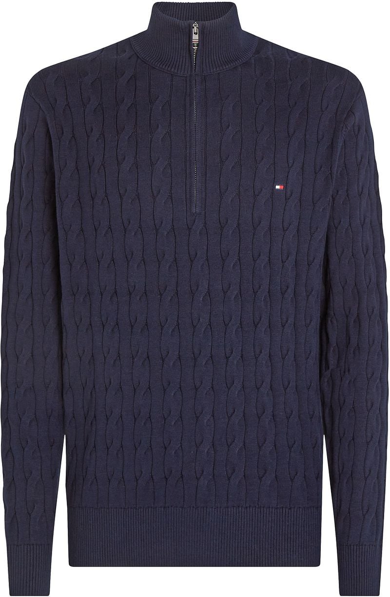 Tommy Hilfiger Half Zip Pullover Cable Navy - Größe XXL günstig online kaufen