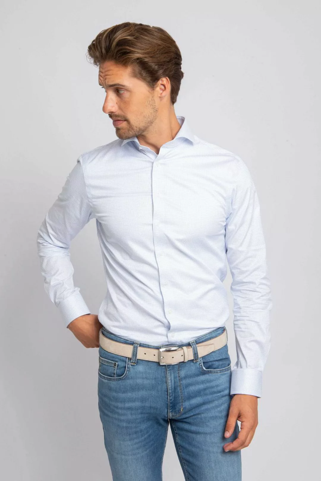 Suitable Shirt Stripe Light Blue Non Iron - Größe 39 günstig online kaufen