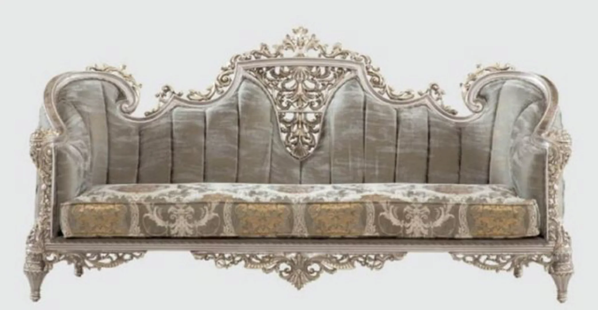 Casa Padrino Sofa Luxus Barock Sofa Grau / Silber / Gold 240 x 90 x H. 120 günstig online kaufen