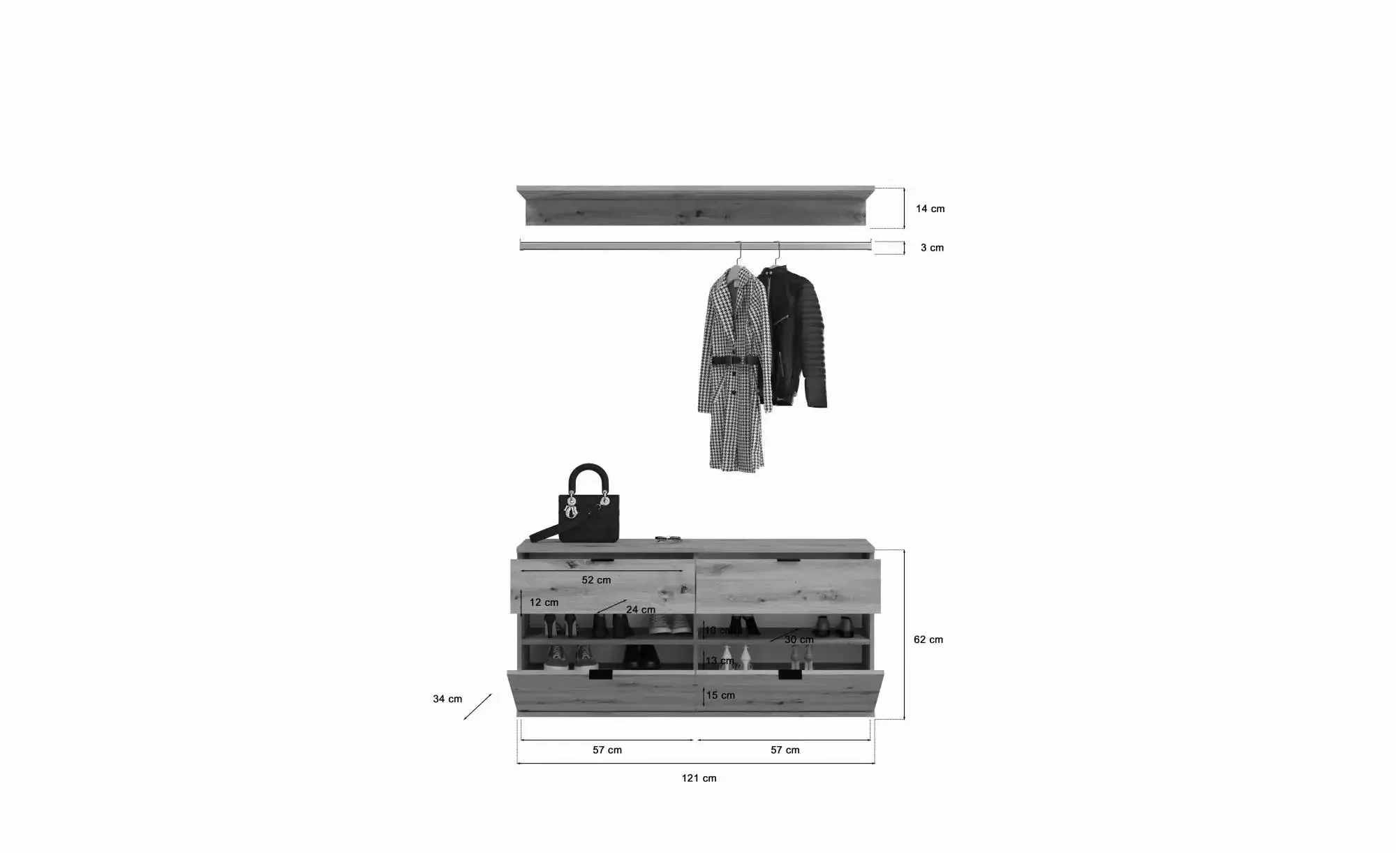 Garderobenkombination ¦ holzfarben ¦ Maße (cm): B: 273 H: 193 Garderoben & günstig online kaufen