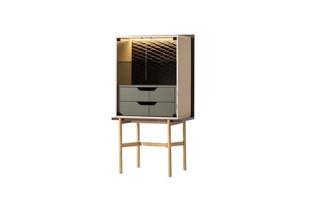 Xlmoebel Vitrine Luxuriöser moderner Beistellschrank aus Holz in Beige für günstig online kaufen