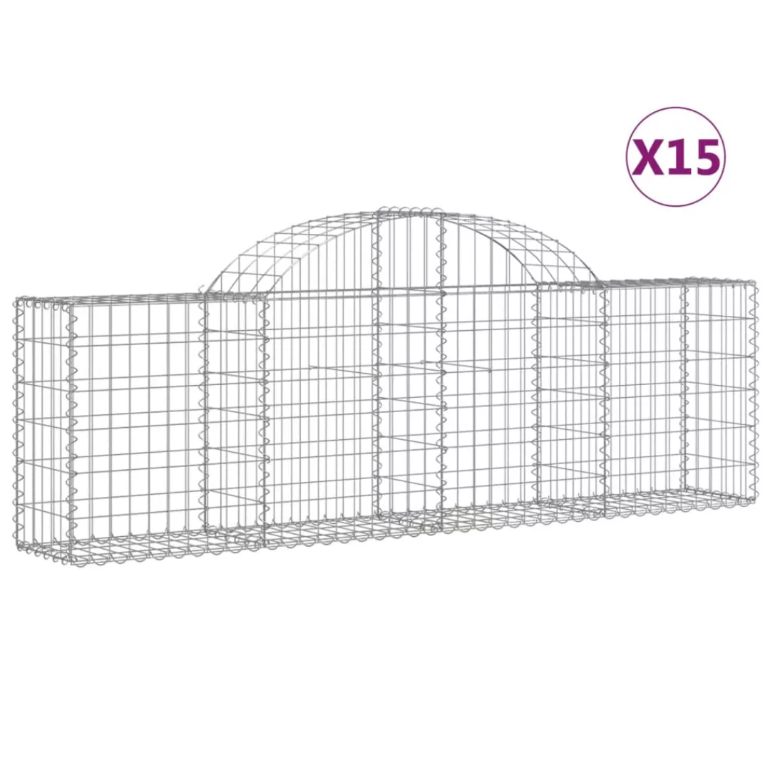 Vidaxl Gabionen Mit Hochbogen 15 Stk. 200x30x60/80 Cm Verzinktes Eisen günstig online kaufen