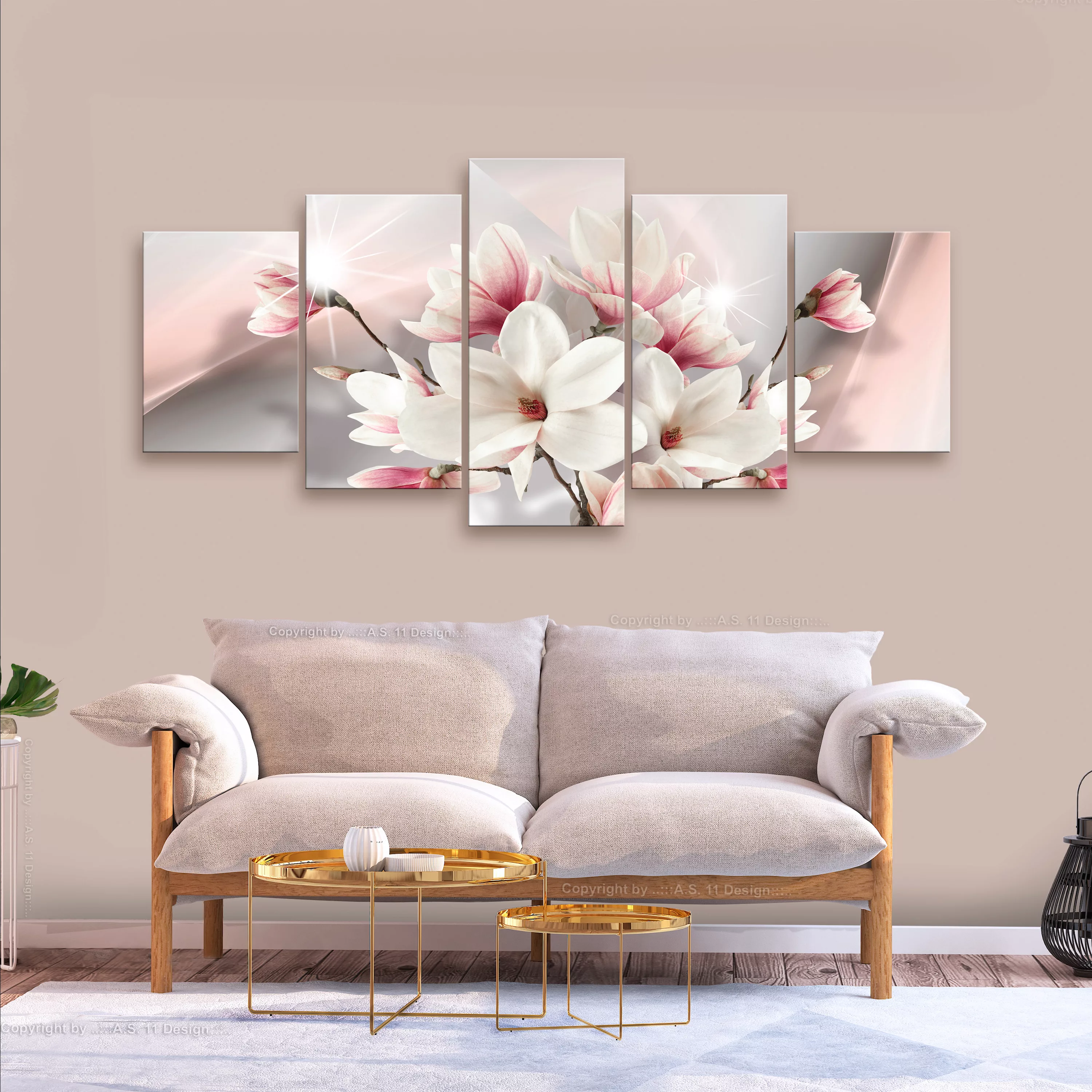 Wandbild - Magnolia In Bloom (5 Parts) Wide günstig online kaufen