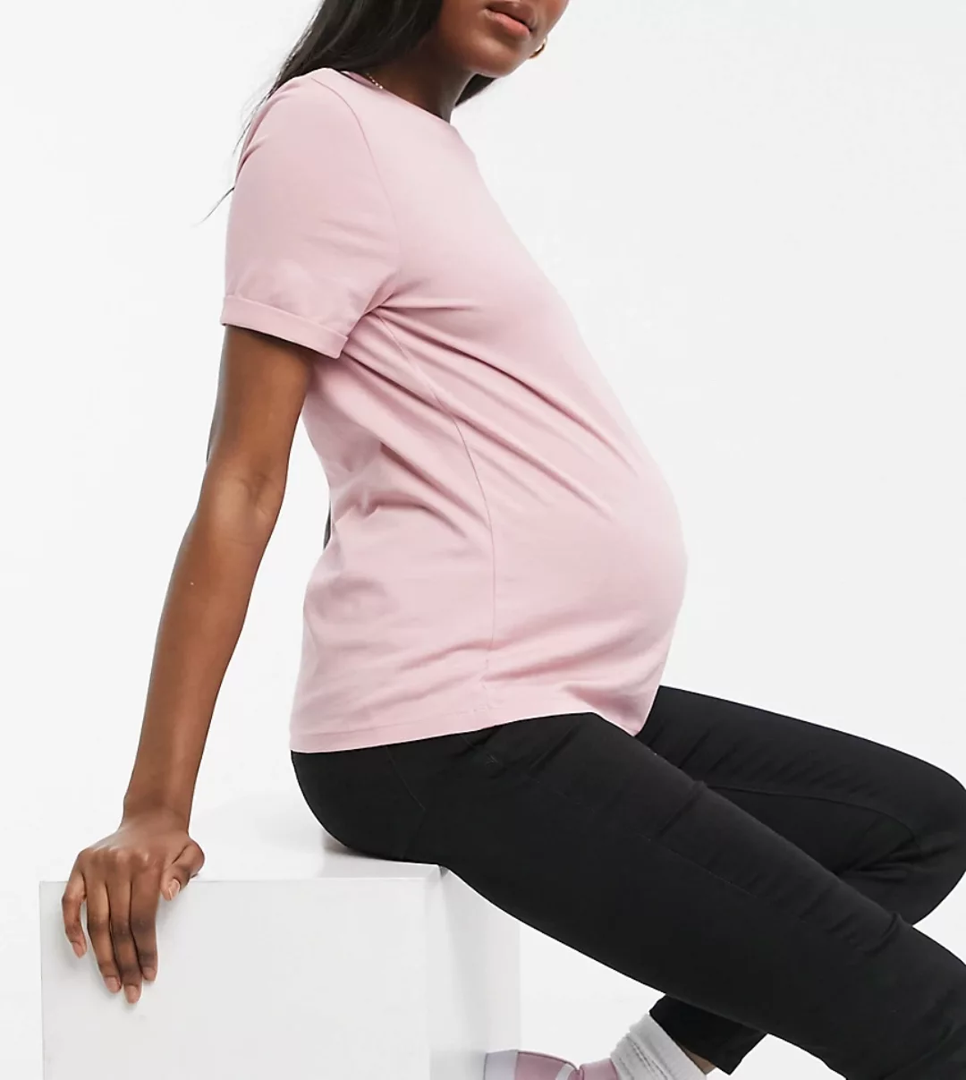 Pieces Maternity – T-Shirt aus Bio-Baumwolle in Rosa günstig online kaufen
