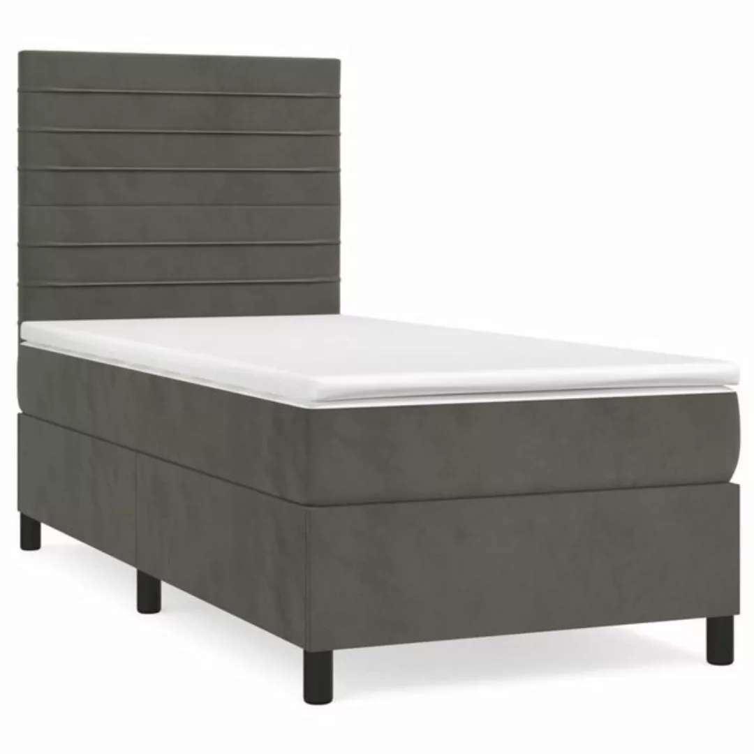 furnicato Bett Boxspringbett mit Matratze Dunkelgrau 80x200 cm Samt günstig online kaufen