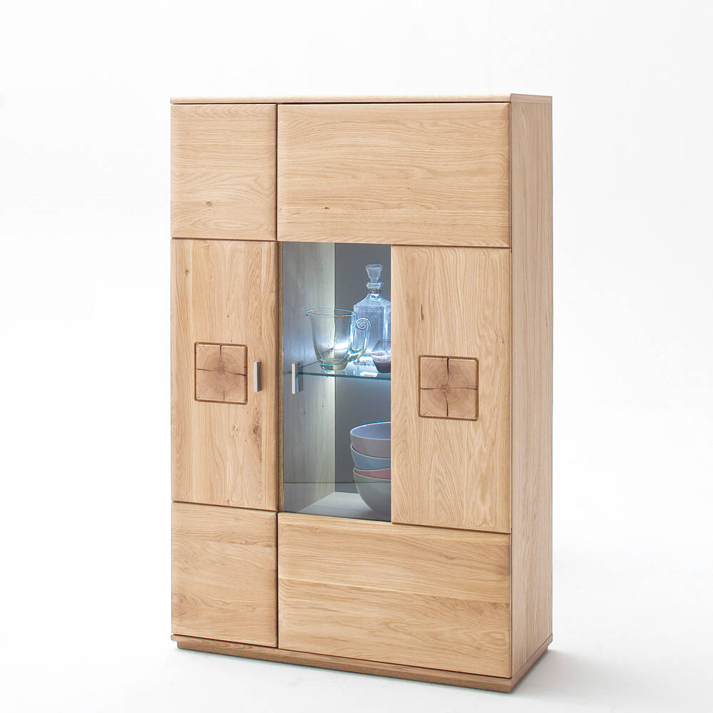 Großes Wohnzimmer Highboard BADALONA-05 in Eiche Bianco massiv, rechts mit günstig online kaufen